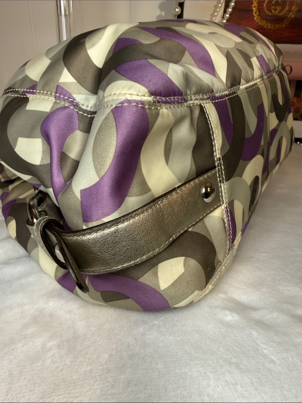 Coach Y2K Op Art Glam Purple Satin Metallic Shoulder Bag C1068-14420 - Picture 3 of 13